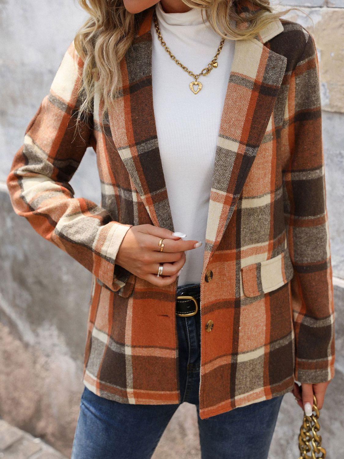 She Wears Glory “Crowned in Order” Plaid Button-Down Blazer - She Wears Glory Beverly Hills