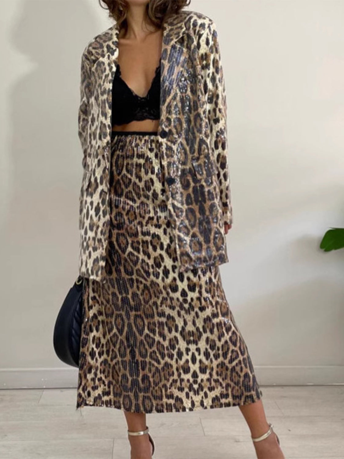 She Wears Glory “Marked by Majesty” Leopard Print Longline Blazer - She Wears Glory Beverly Hills