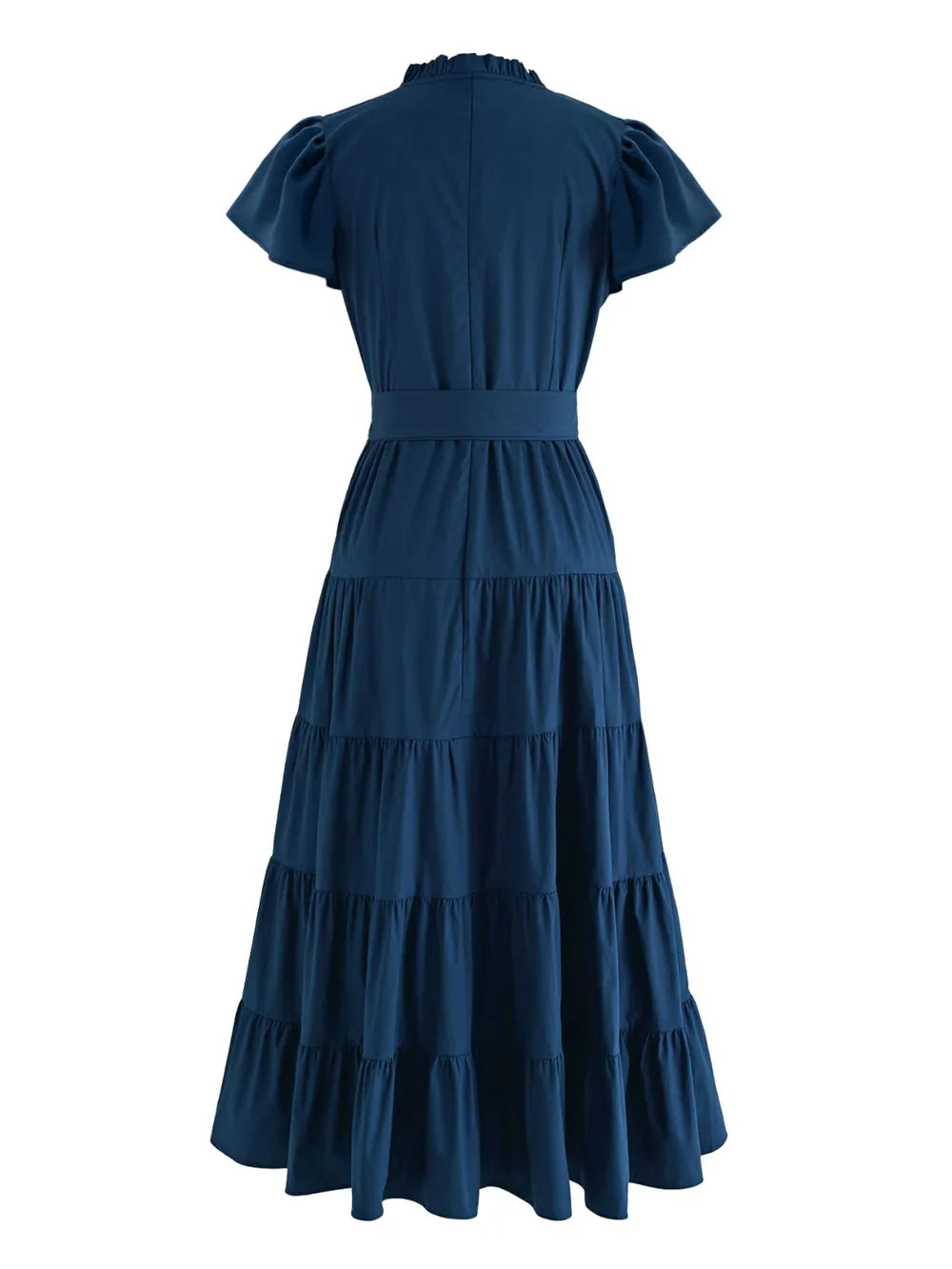 She Wears Glory™ Ruched Tiered Notched Short Sleeve Dress - She Wears Glory Beverly Hills