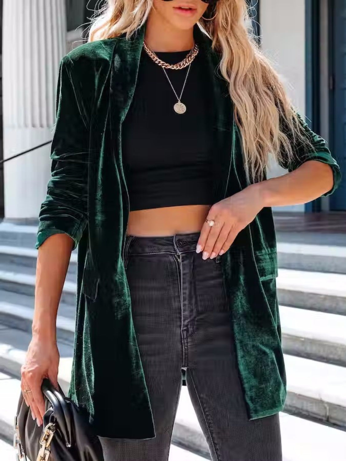 She Wears Glory “Mantle of Dominion” Luxe Button-Up Blazer - She Wears Glory Beverly Hills