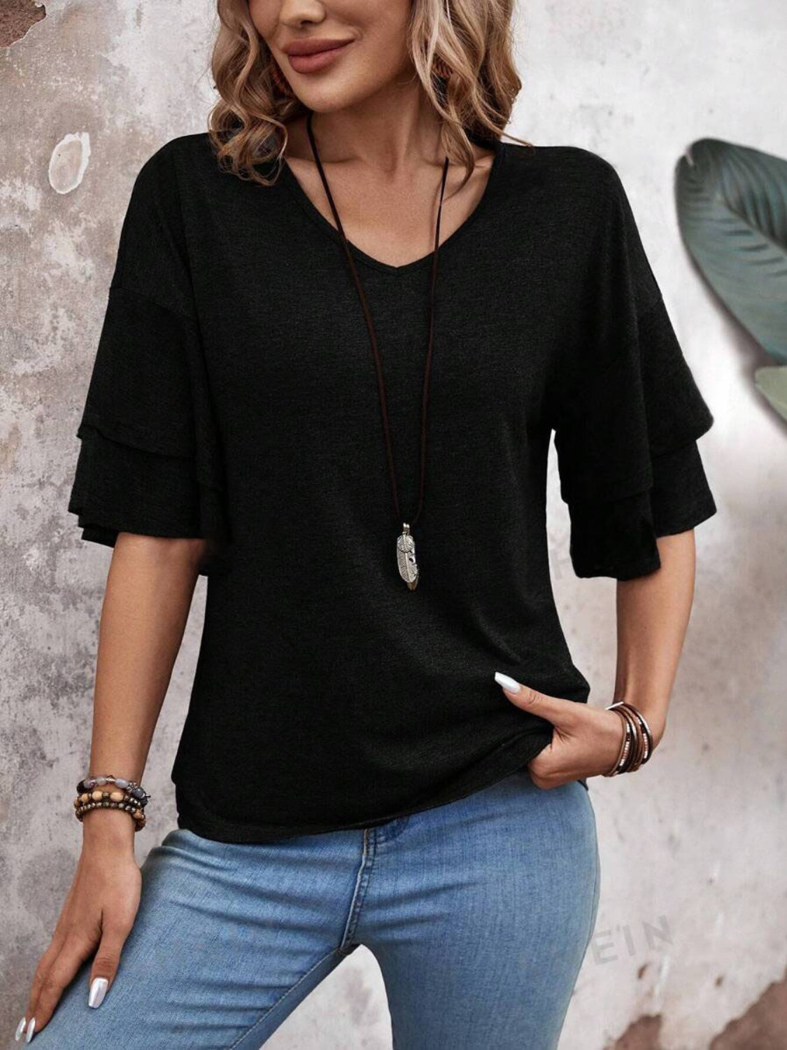 She Wears Glory™ — Chosen in Stillness V-Neck Blouse - She Wears Glory Beverly Hills