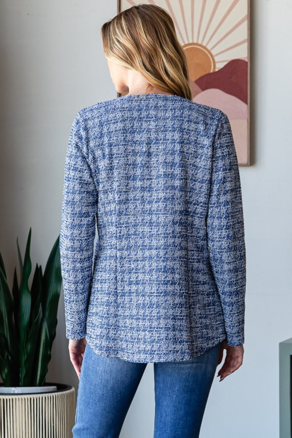 She Wears Glory “Virtue in Vogue” Houndstooth Tweed Open Front Blazer – Full Size - She Wears Glory Beverly Hills