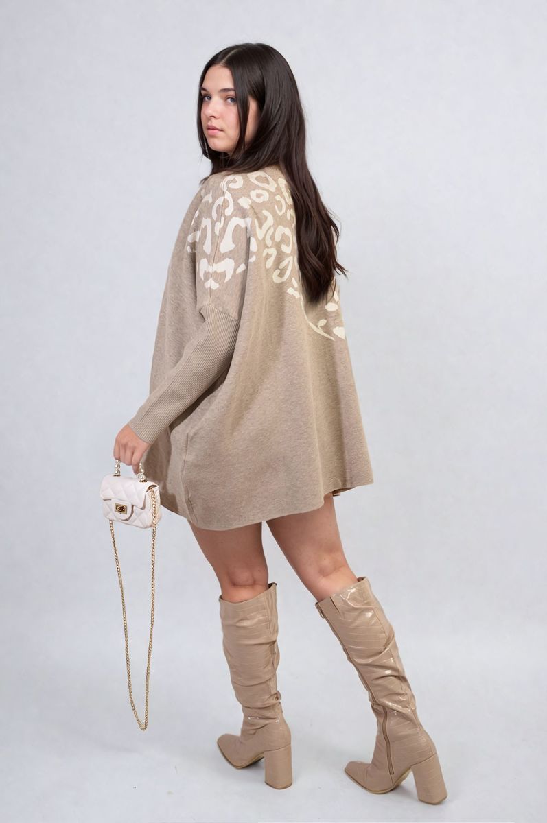 She Wears Glory™ Leopard Print Knitted Long Sleeve Jumper