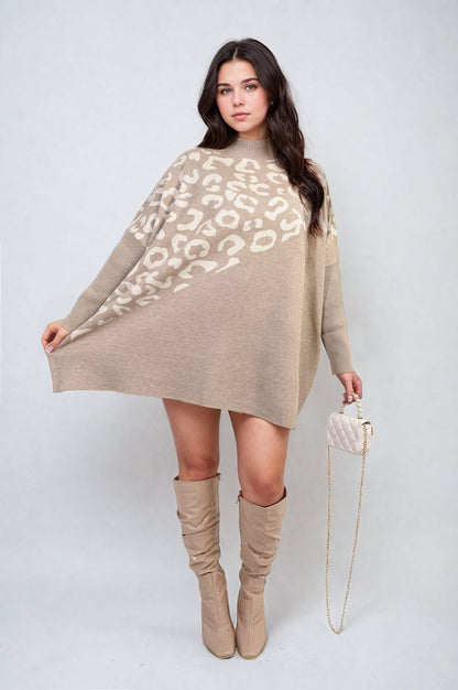 She Wears Glory™ Leopard Print Knitted Long Sleeve Jumper