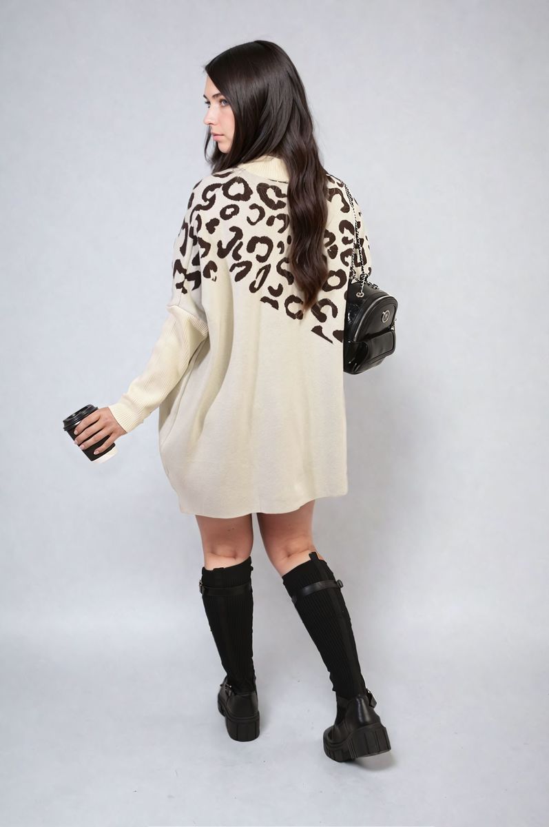 She Wears Glory™ Leopard Print Knitted Long Sleeve Jumper