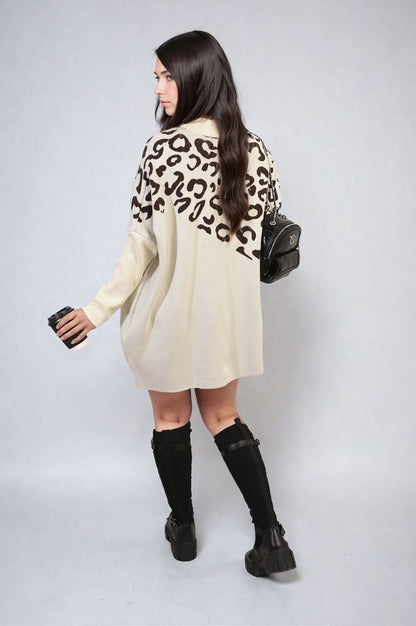 She Wears Glory™ Leopard Print Knitted Long Sleeve Jumper