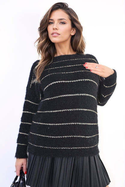 She Wears Glory™ Striped Knitted Long Sleeve Jumper