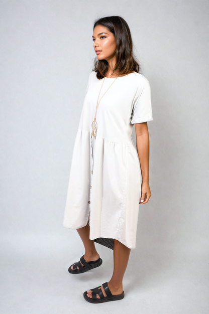 She Wears Glory™ Short Sleeve Button Front Midi Dress