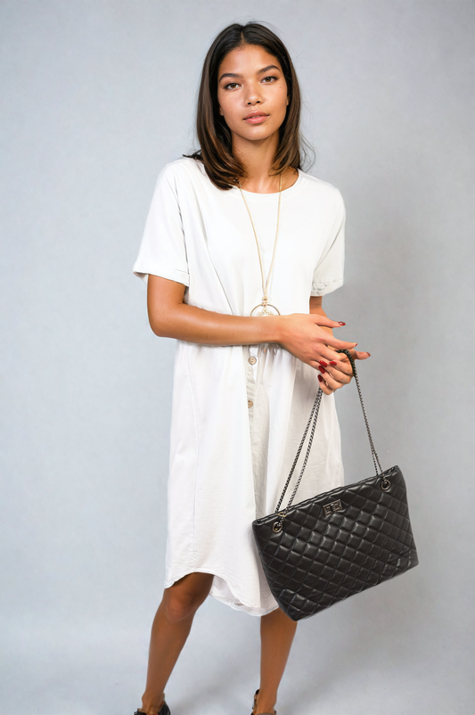 She Wears Glory™ Short Sleeve Button Front Midi Dress