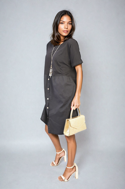 She Wears Glory™ Short Sleeve Button Front Midi Dress