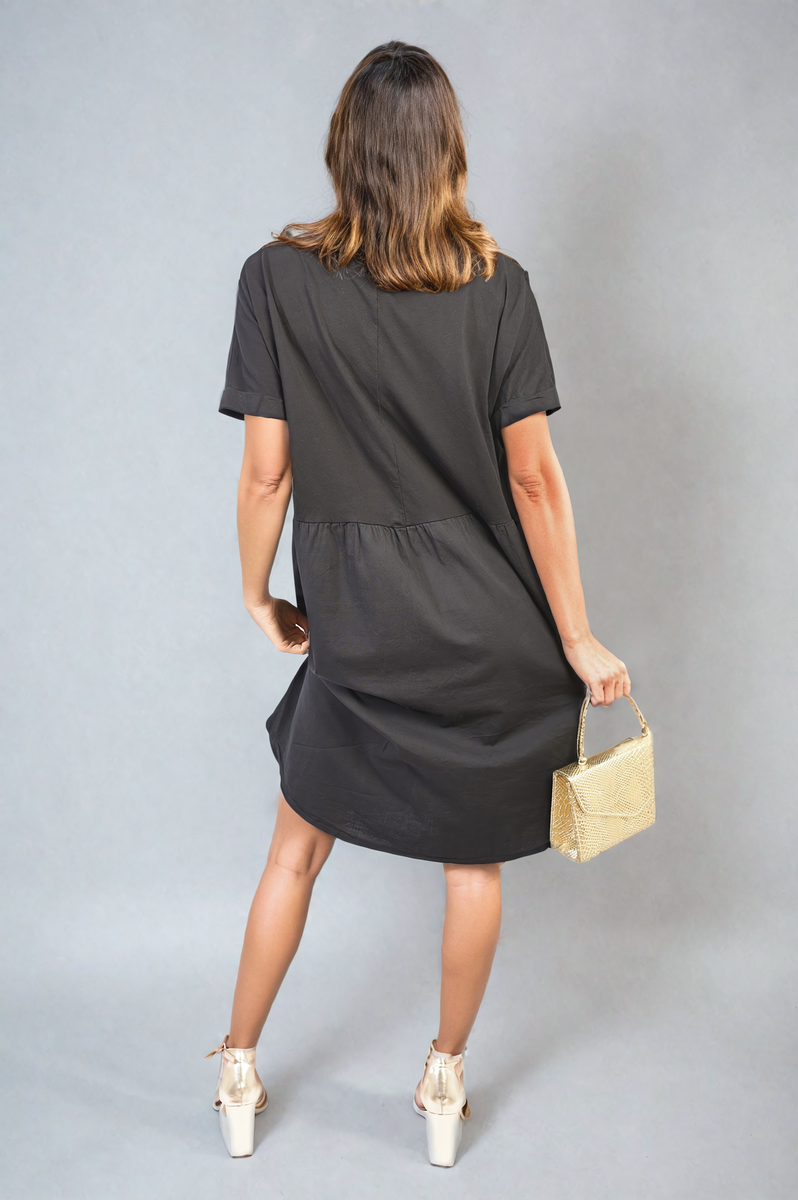 She Wears Glory™ Short Sleeve Button Front Midi Dress