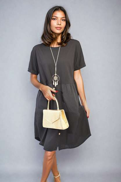 She Wears Glory™ Short Sleeve Button Front Midi Dress