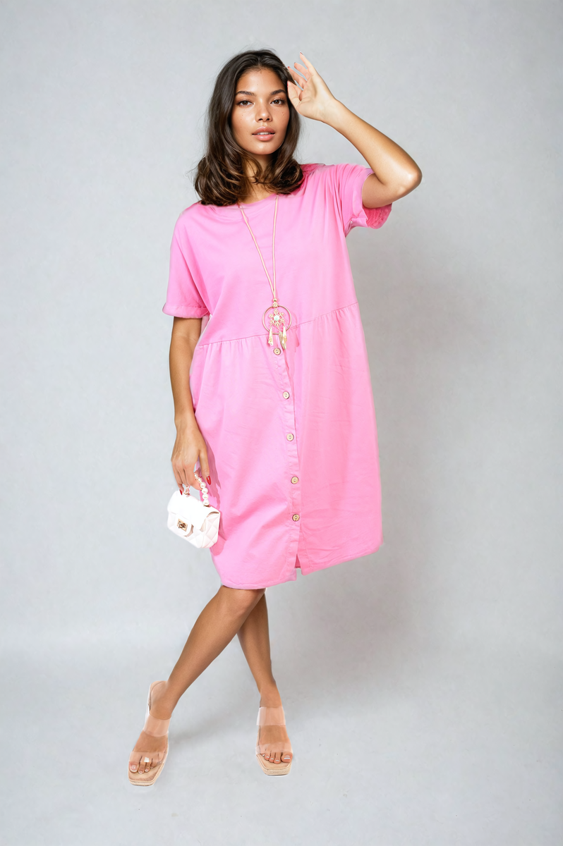 She Wears Glory™ Short Sleeve Button Front Midi Dress