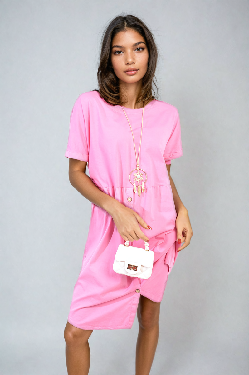She Wears Glory™ Short Sleeve Button Front Midi Dress