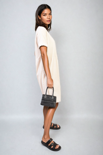 She Wears Glory™ Short Sleeve Button Front Midi Dress