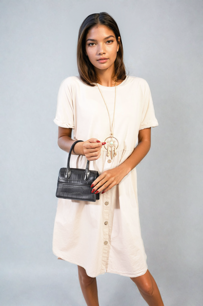 She Wears Glory™ Short Sleeve Button Front Midi Dress