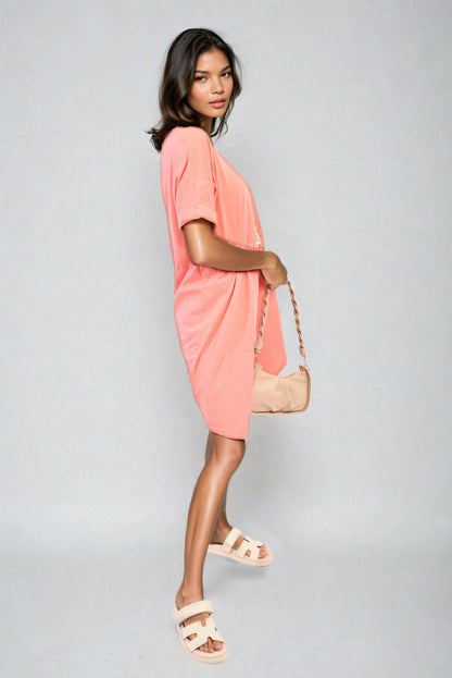 She Wears Glory™ Short Sleeve Button Front Midi Dress