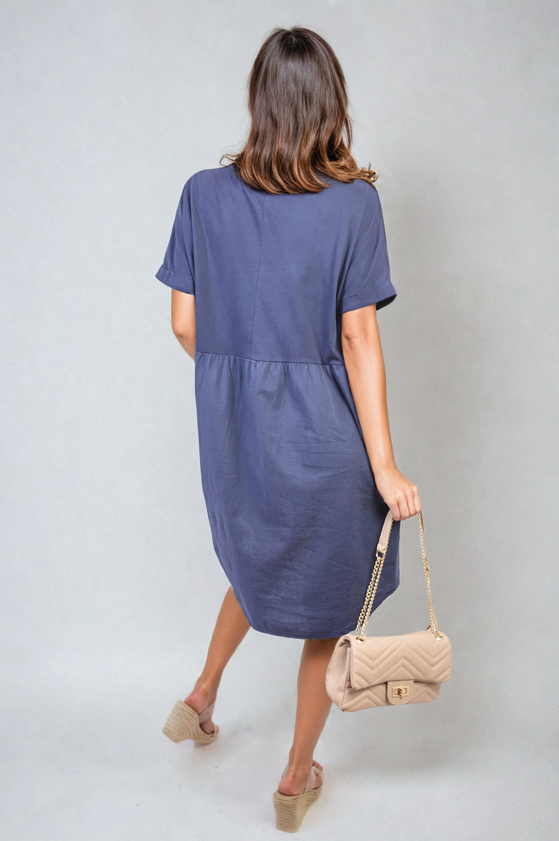 She Wears Glory™ Short Sleeve Button Front Midi Dress