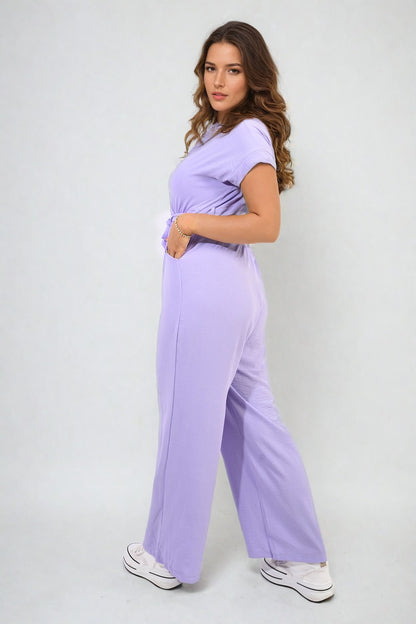 She Wears Glory™ Belted V Neck Jumpsuit with Side Pockets