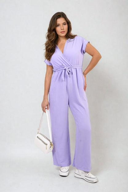 She Wears Glory™ Belted V Neck Jumpsuit with Side Pockets