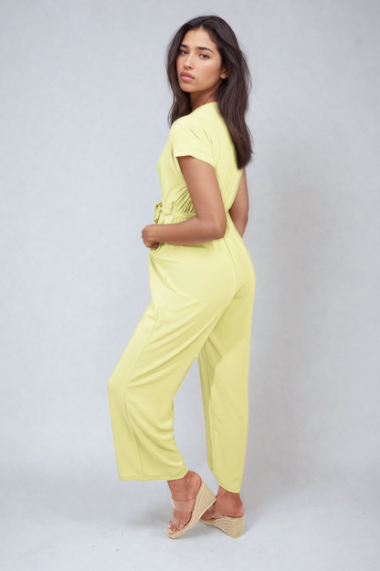 She Wears Glory™ Belted V Neck Jumpsuit with Side Pockets