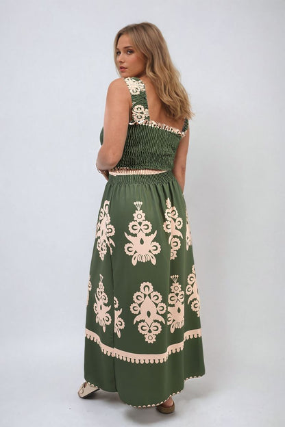 She Wears Glory™ Smocked Sleeveless Flowy Tribal Print Summer Maxi Dress