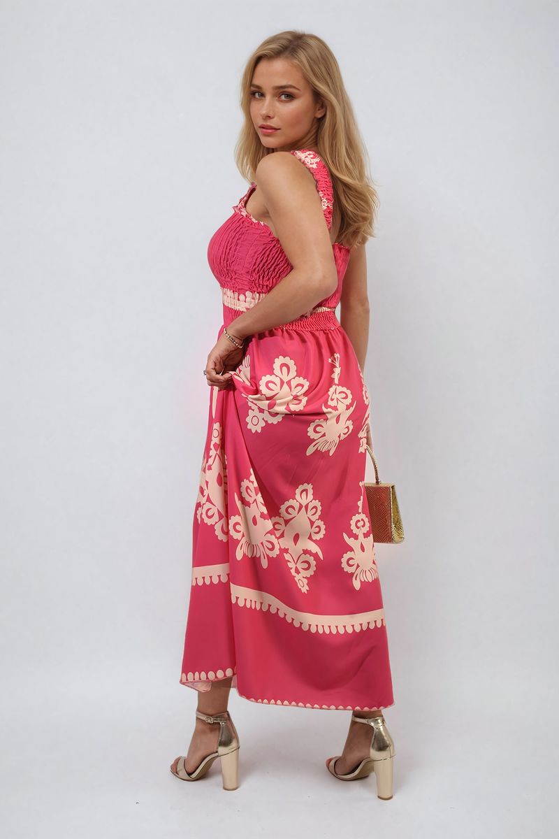 She Wears Glory™ Smocked Sleeveless Flowy Tribal Print Summer Maxi Dress