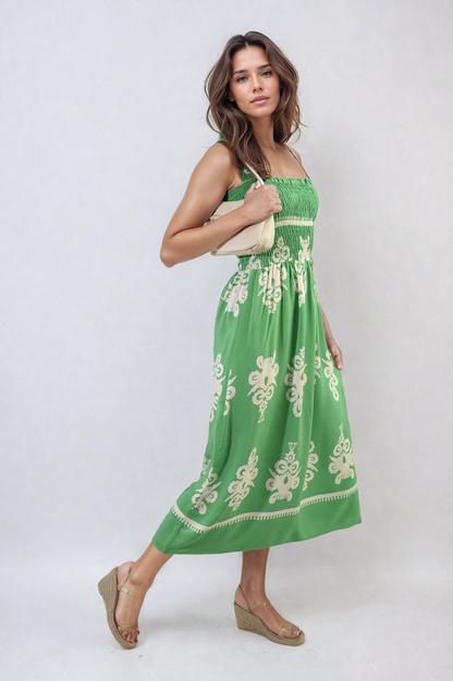 She Wears Glory™ Smocked Sleeveless Flowy Tribal Print Summer Maxi Dress