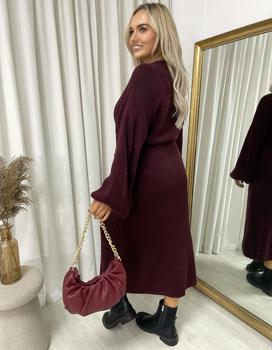Knitted Long Sleeve Belted Cardigan - She Wears Glory Beverly Hills