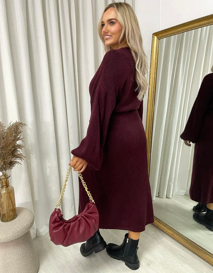 Knitted Long Sleeve Belted Cardigan - She Wears Glory Beverly Hills
