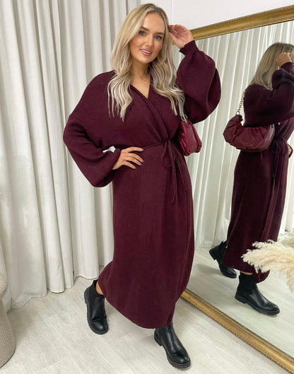 Knitted Long Sleeve Belted Cardigan - She Wears Glory Beverly Hills