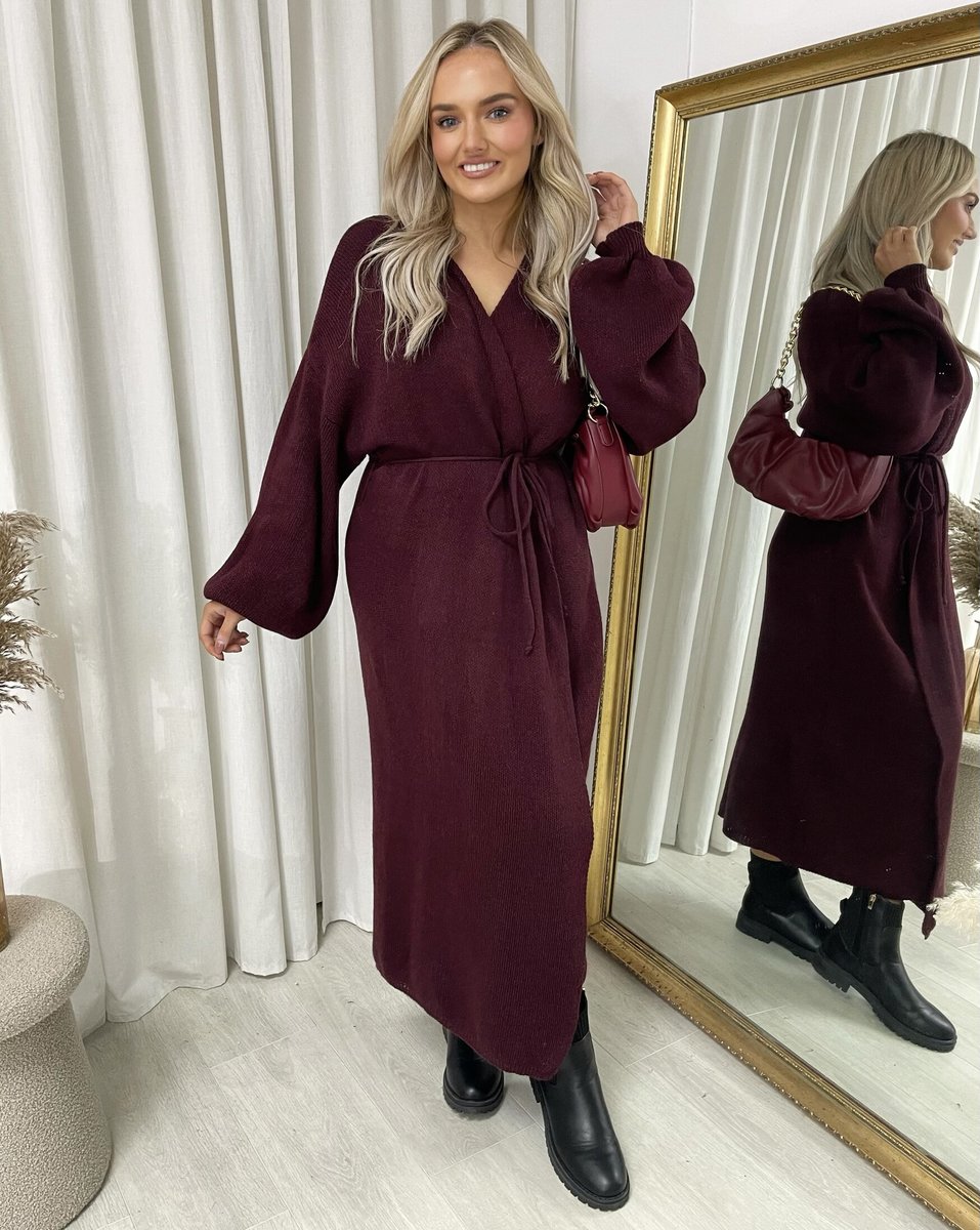 Knitted Long Sleeve Belted Cardigan - She Wears Glory Beverly Hills