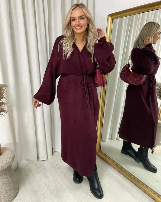 Knitted Long Sleeve Belted Cardigan - She Wears Glory Beverly Hills