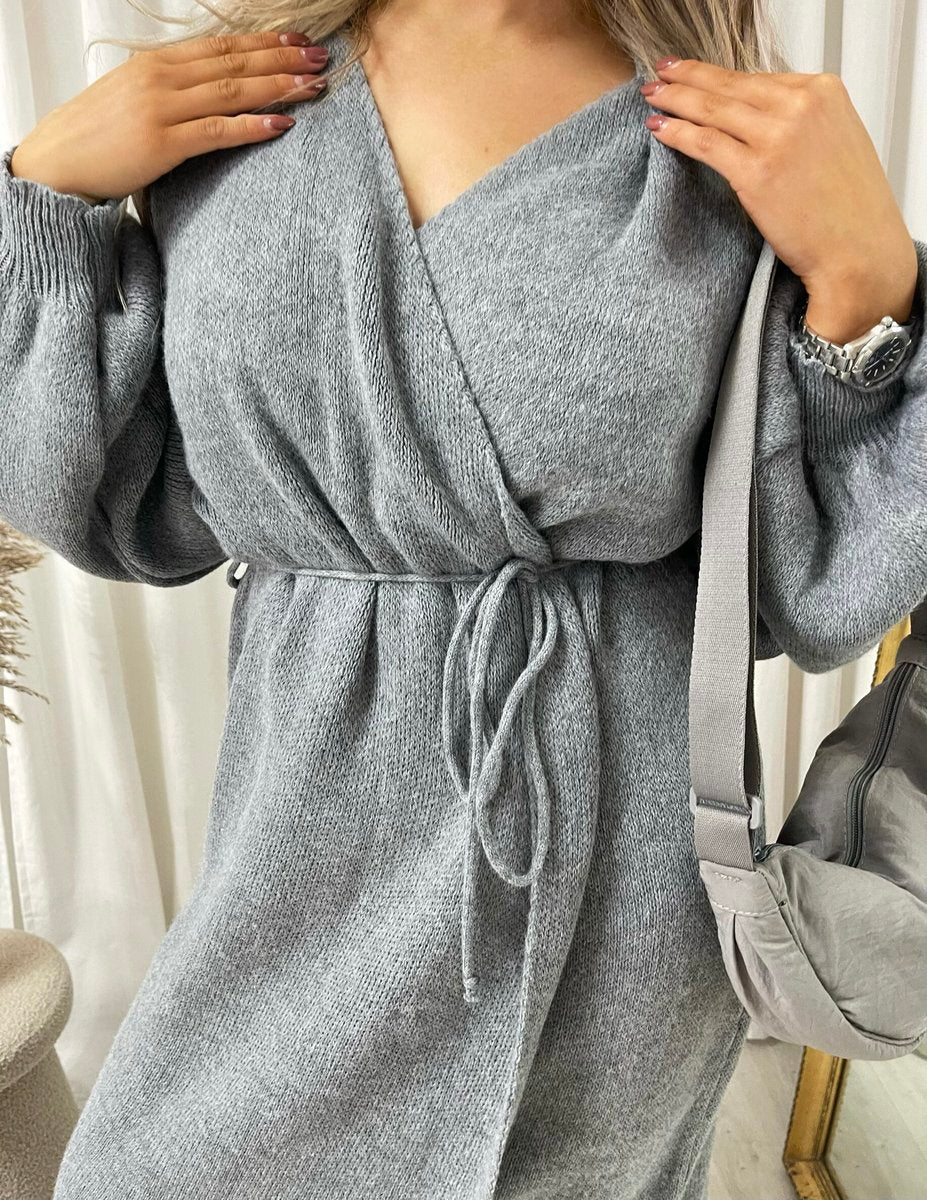 Knitted Long Sleeve Belted Cardigan - She Wears Glory Beverly Hills