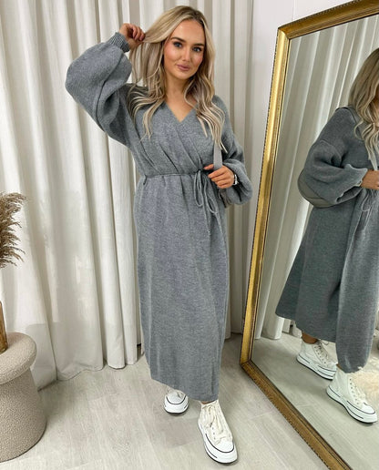 Knitted Long Sleeve Belted Cardigan - She Wears Glory Beverly Hills
