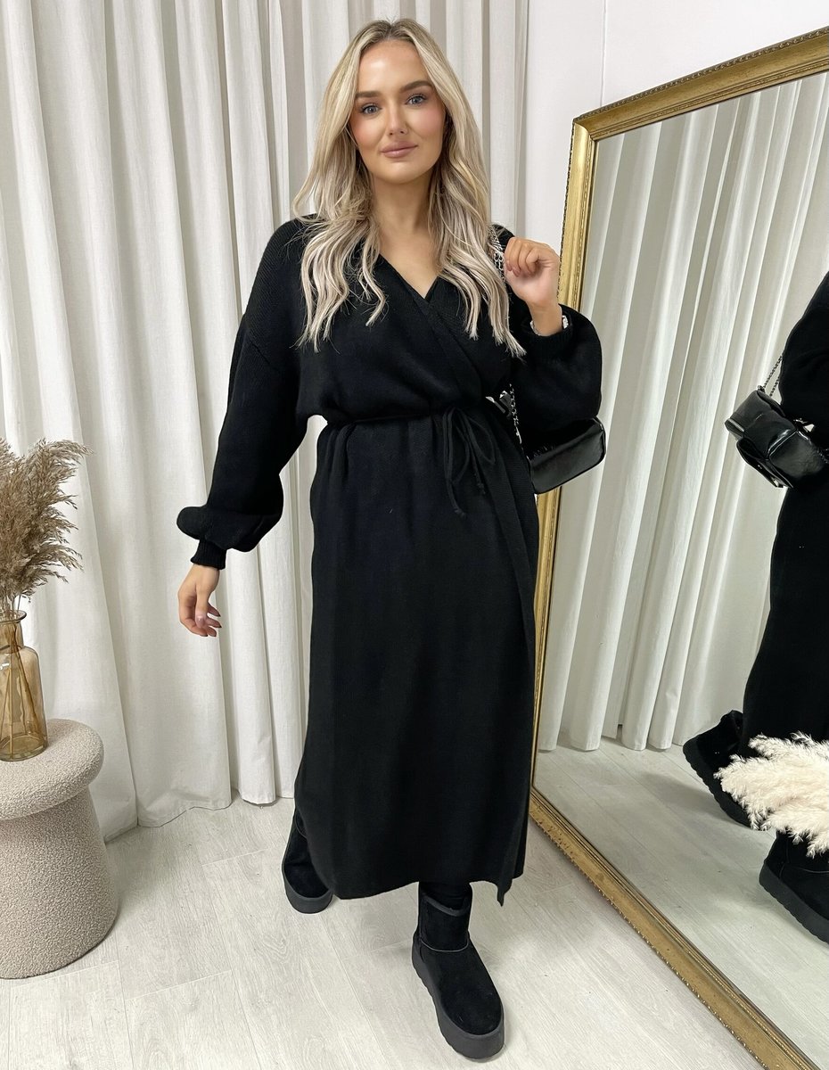 Knitted Long Sleeve Belted Cardigan - She Wears Glory Beverly Hills