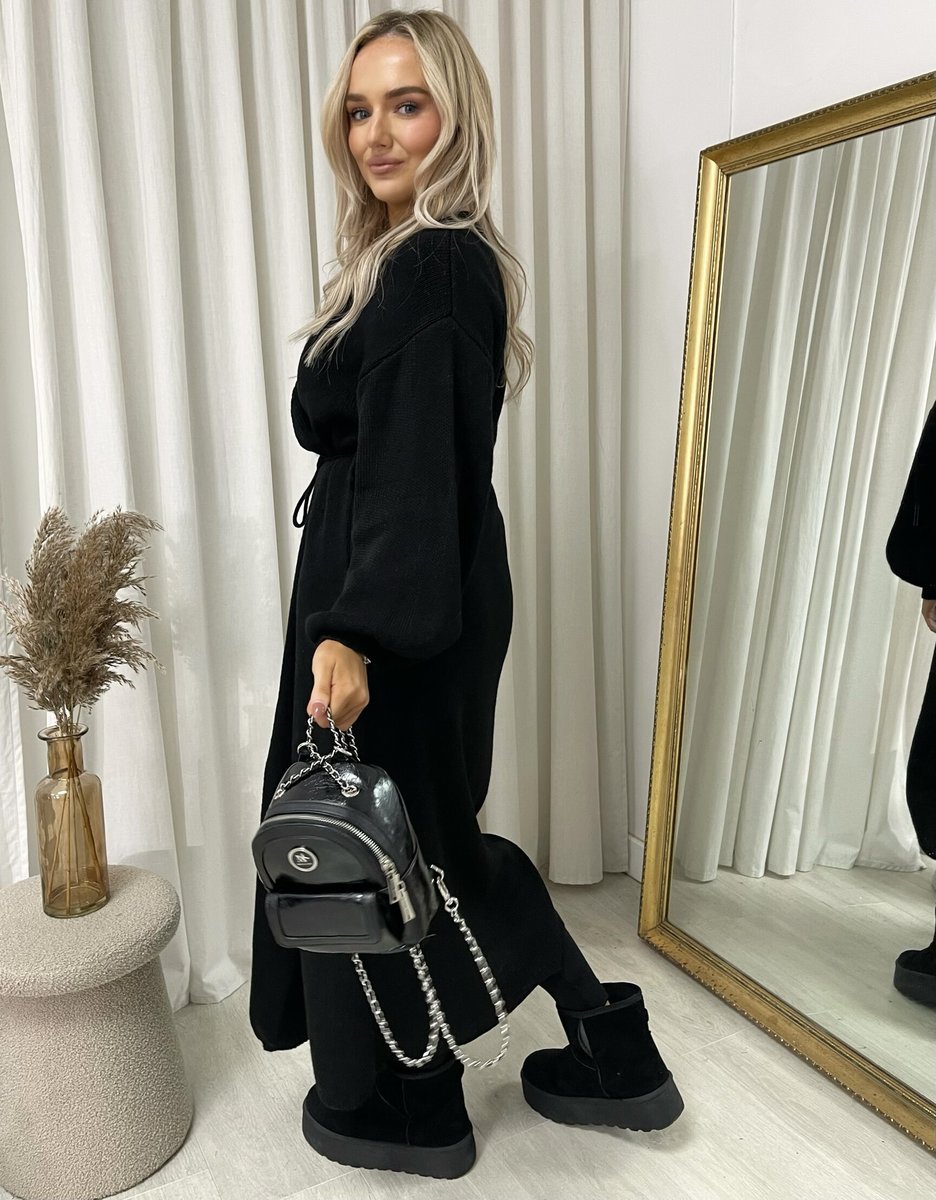 Knitted Long Sleeve Belted Cardigan - She Wears Glory Beverly Hills