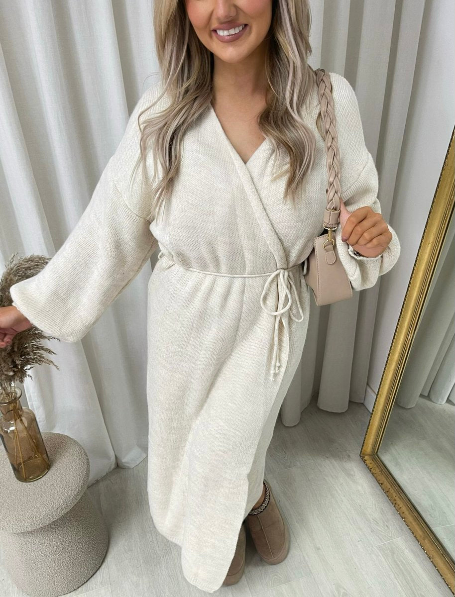 Knitted Long Sleeve Belted Cardigan - She Wears Glory Beverly Hills