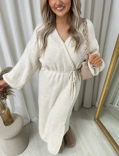 Knitted Long Sleeve Belted Cardigan - She Wears Glory Beverly Hills