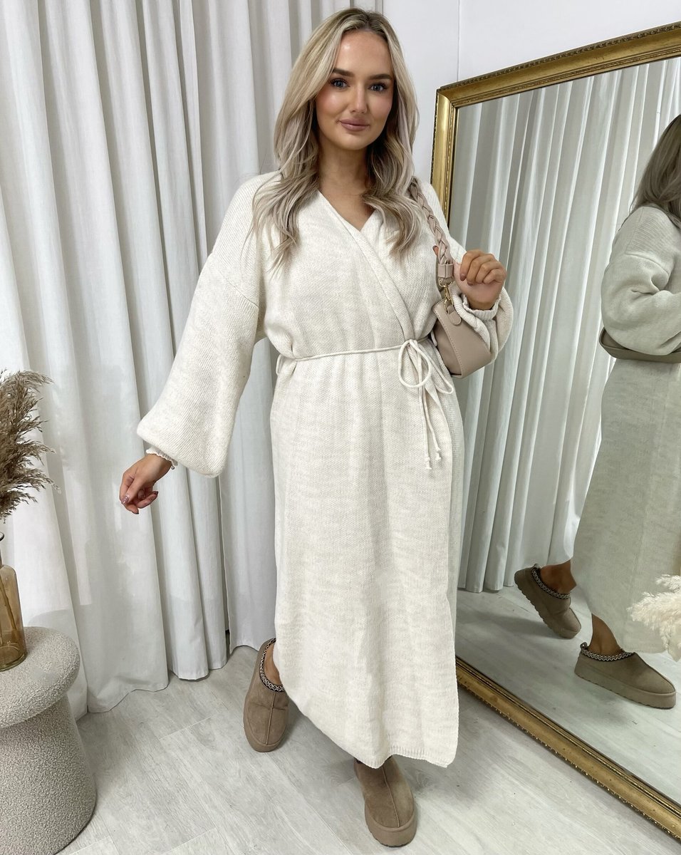 Knitted Long Sleeve Belted Cardigan - She Wears Glory Beverly Hills