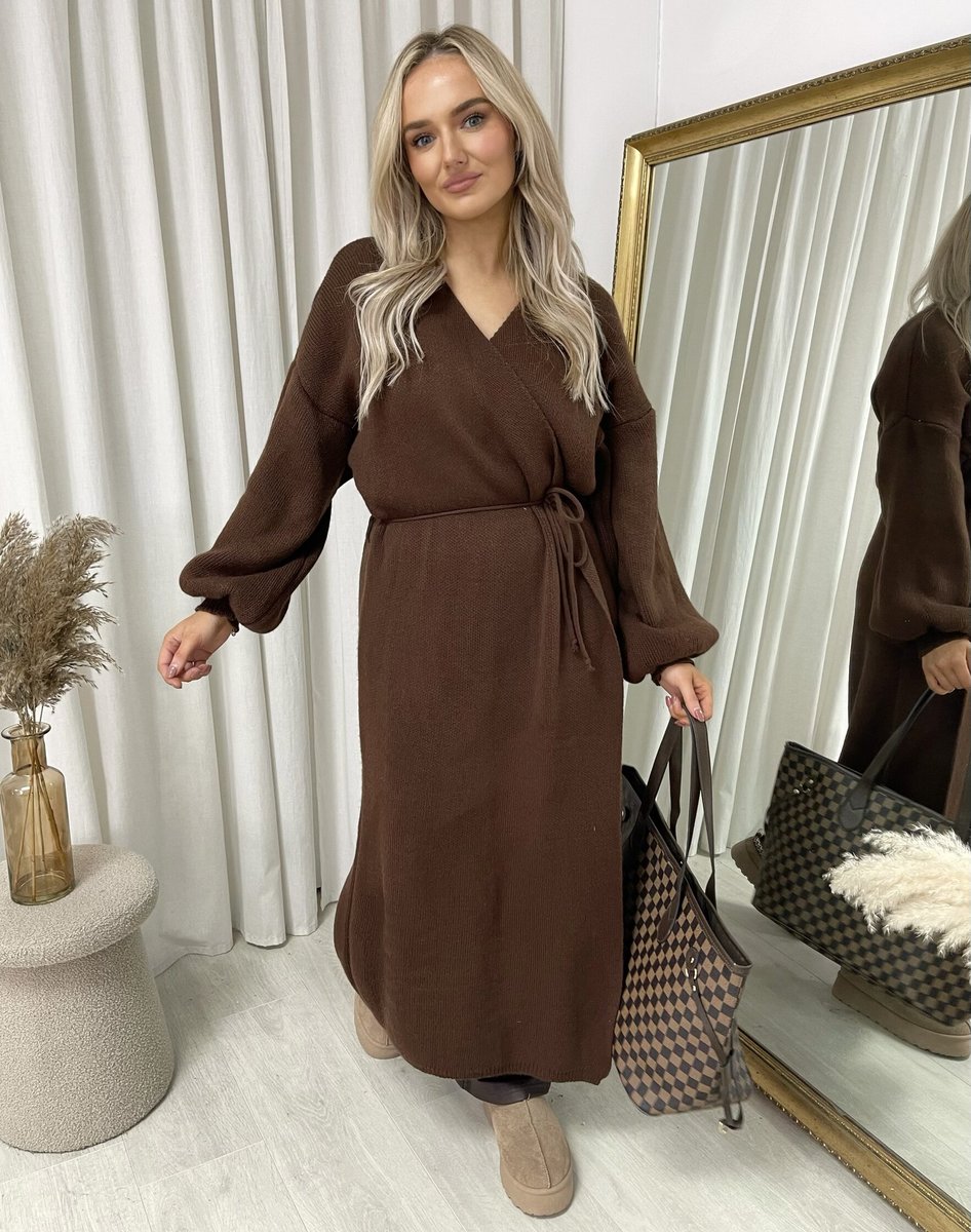 Knitted Long Sleeve Belted Cardigan - She Wears Glory Beverly Hills
