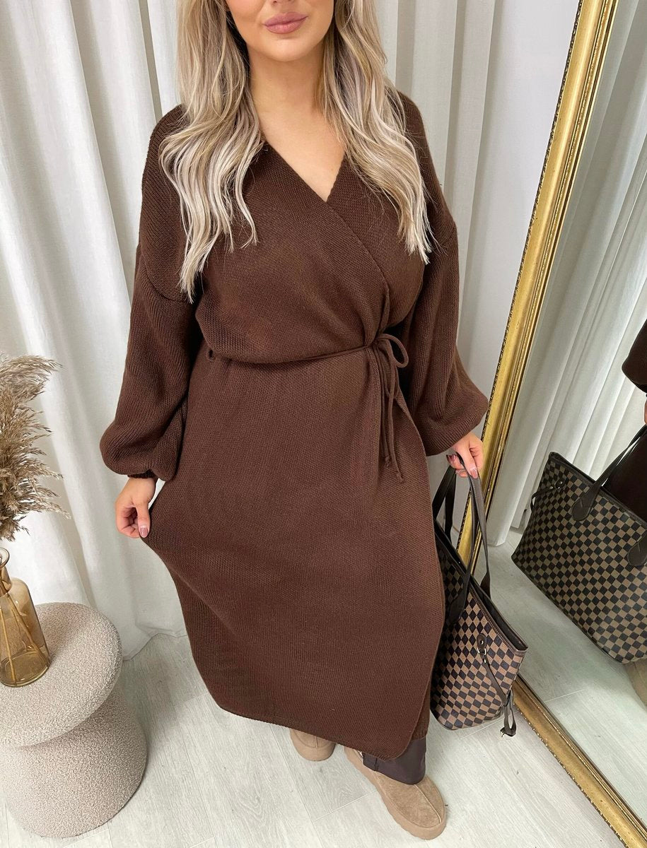 Knitted Long Sleeve Belted Cardigan - She Wears Glory Beverly Hills