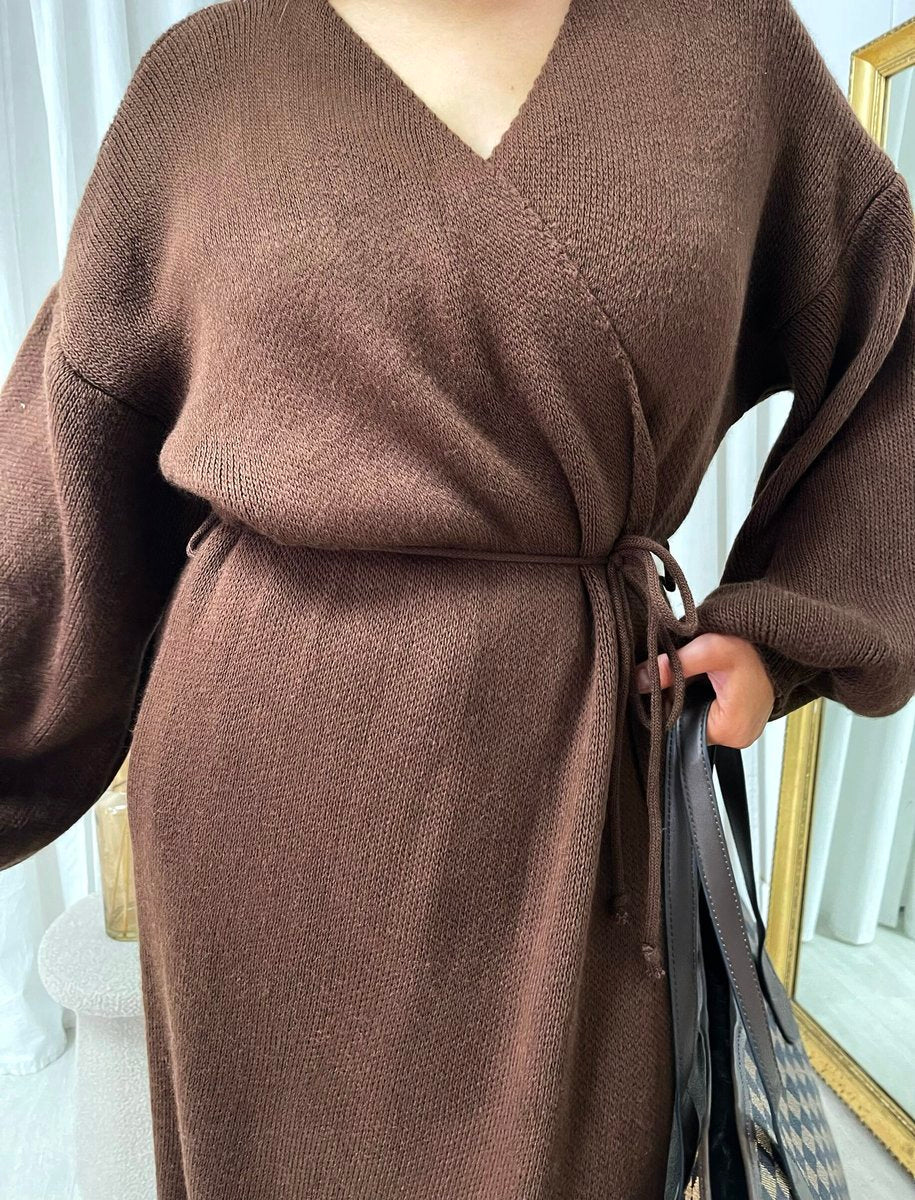 Knitted Long Sleeve Belted Cardigan - She Wears Glory Beverly Hills