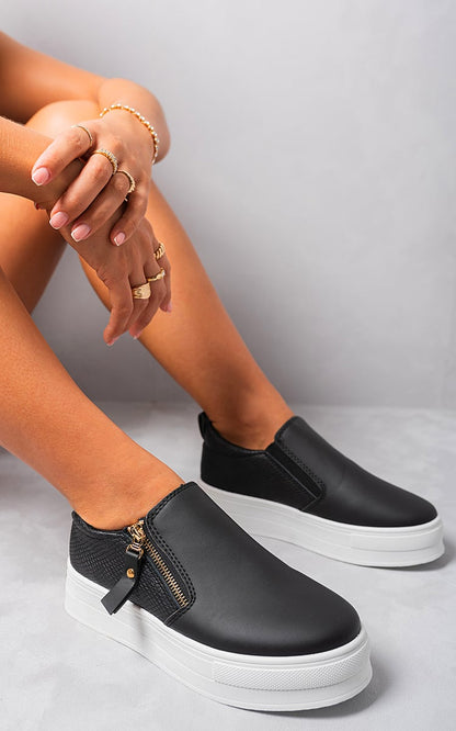 She Wears Glory™ Zipper Decor Slip On Trainers