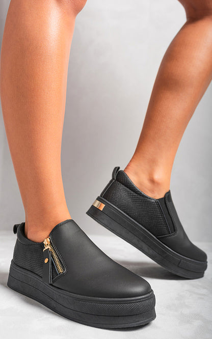 She Wears Glory™ Zipper Decor Slip On Trainers