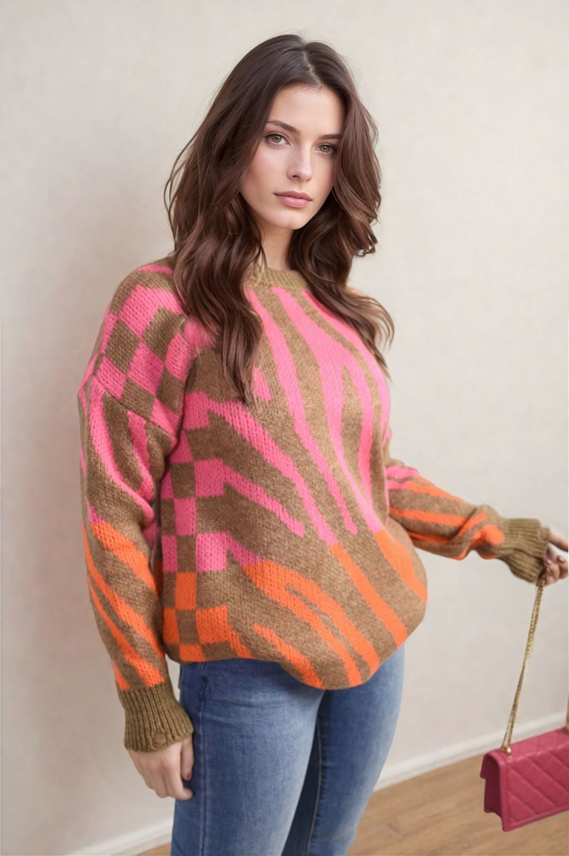 Zebra Stripe Knitted Jumper - She Wears Glory Beverly Hills