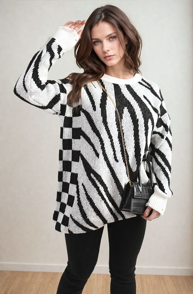 Zebra Stripe Knitted Jumper - She Wears Glory Beverly Hills