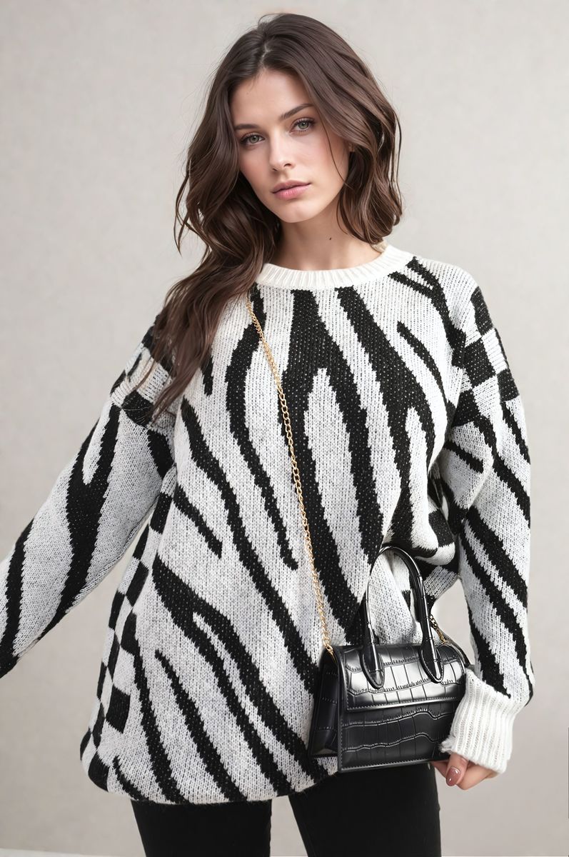 Zebra Stripe Knitted Jumper - She Wears Glory Beverly Hills
