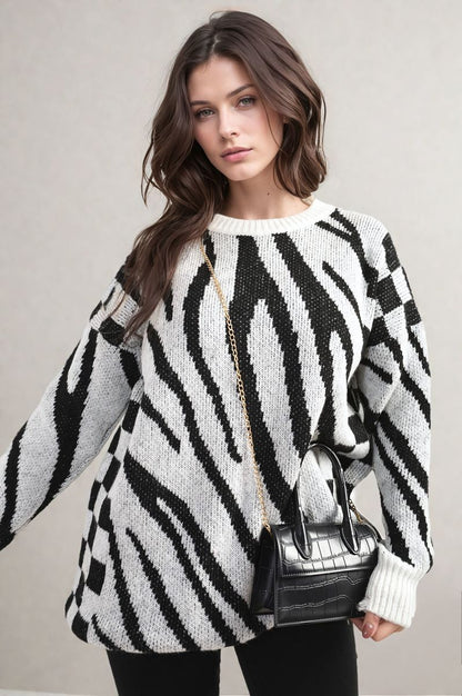 Zebra Stripe Knitted Jumper - She Wears Glory Beverly Hills