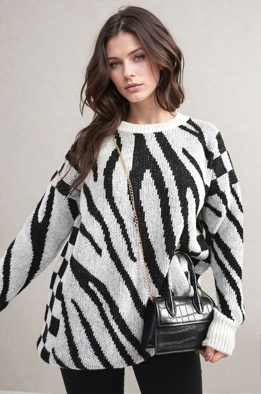 Zebra Stripe Knitted Jumper - She Wears Glory Beverly Hills